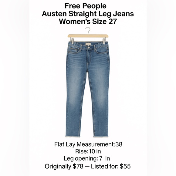 Free People Denim - Free People Austen Straight Leg Jeans – Women’s Size 27